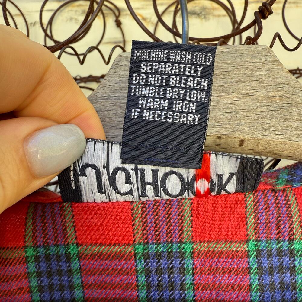 Vintage 90s JG Hook Red Blue Green Plaid Christmas Wrap Tank Dress Teacher 12 - Picture 4 of 9